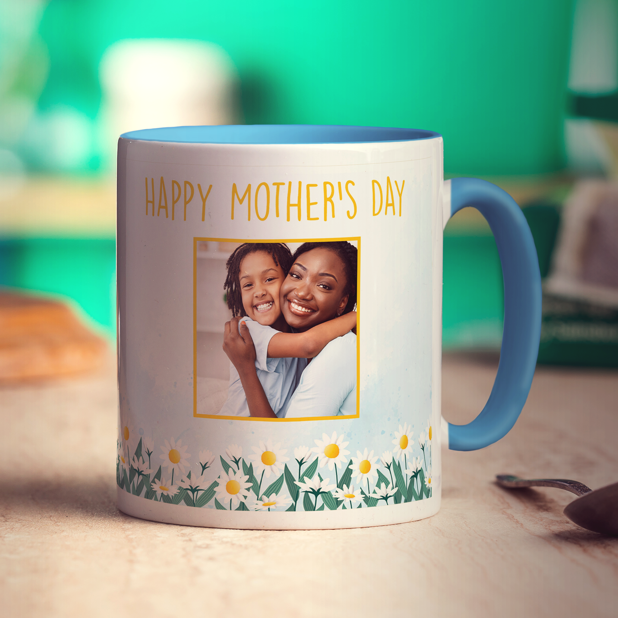 Mother's Day Flower Photo Mug - Standard 330ml (11oz) / Blue