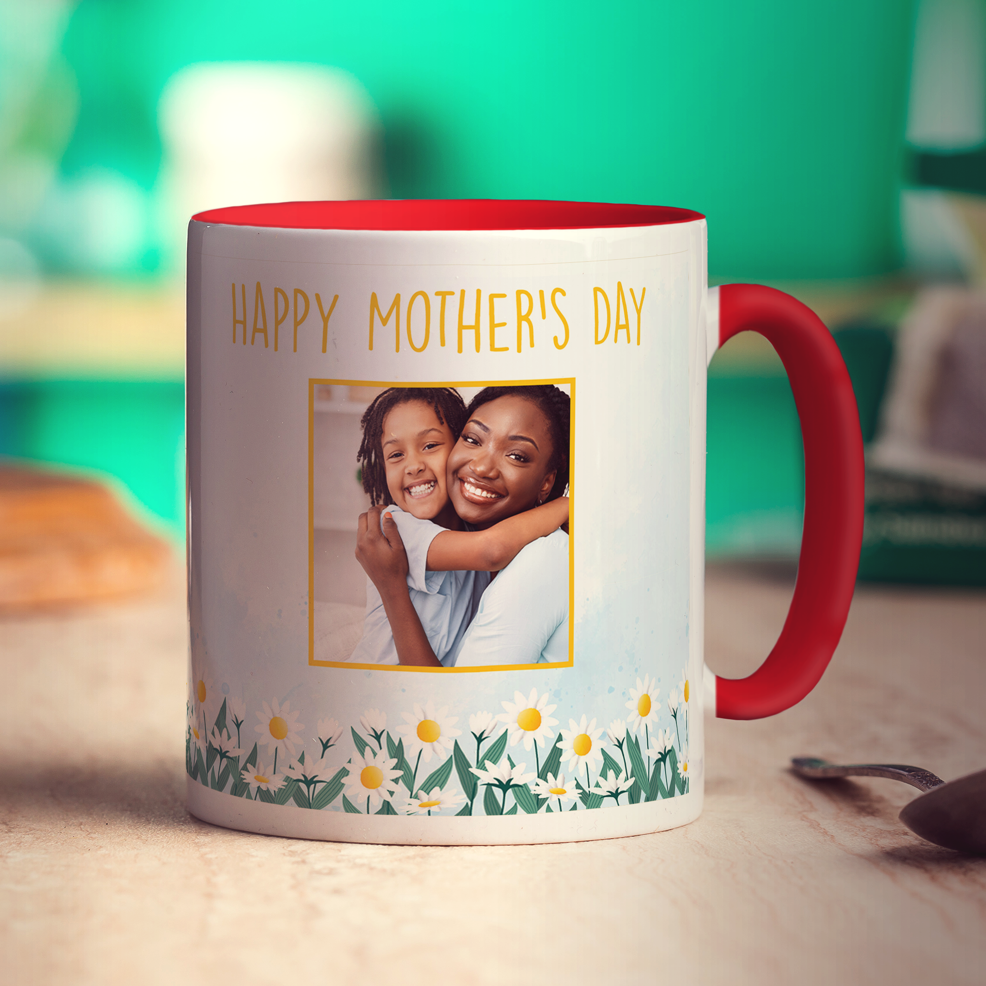 Mother's Day Flower Photo Mug - Standard 330ml (11oz) / Red