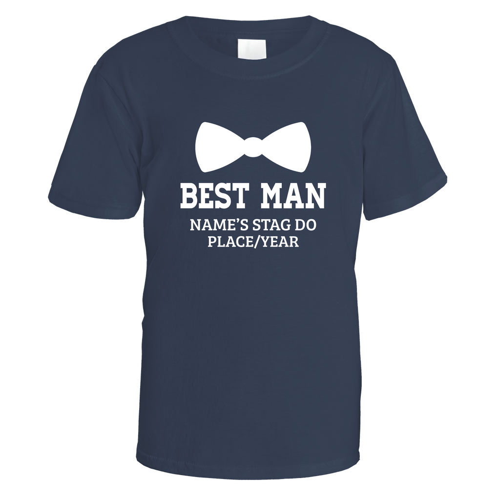 Best Man Bow Tie Stag Do T-Shirt - X Large / Navy