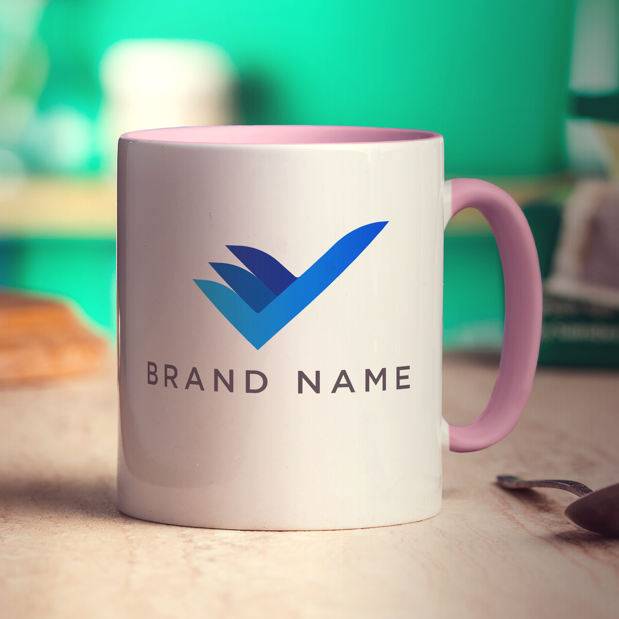 Promotional Mug with Logo and Simple Text