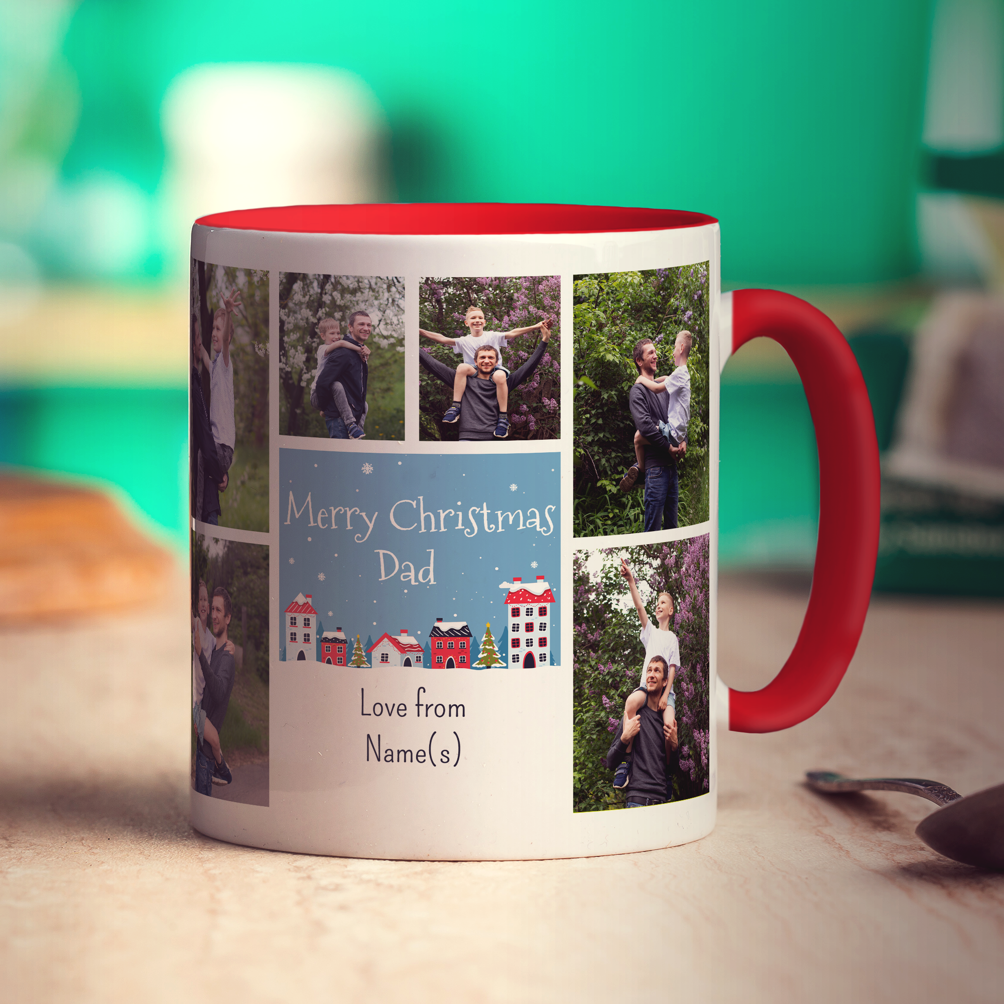 6 Photo and Text Merry Christmas Dad Mug