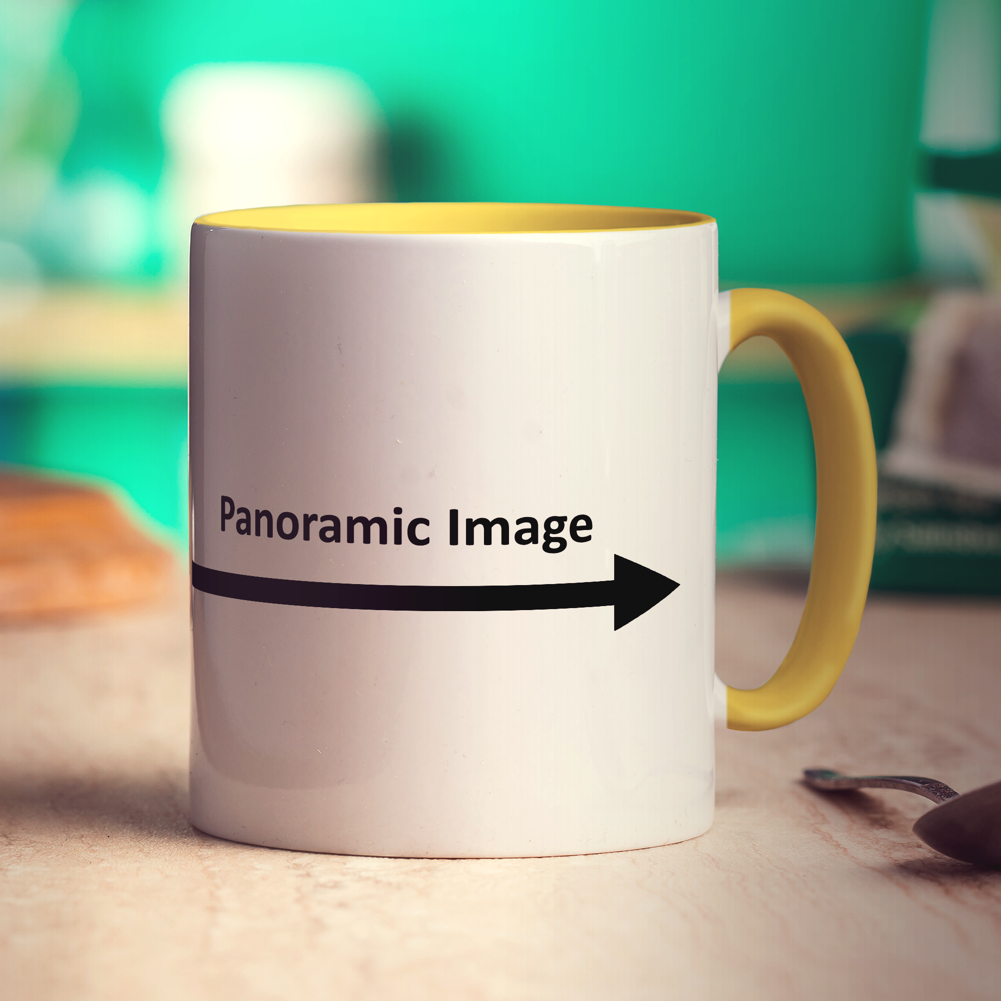 Panoramic Mug with Promotional Text