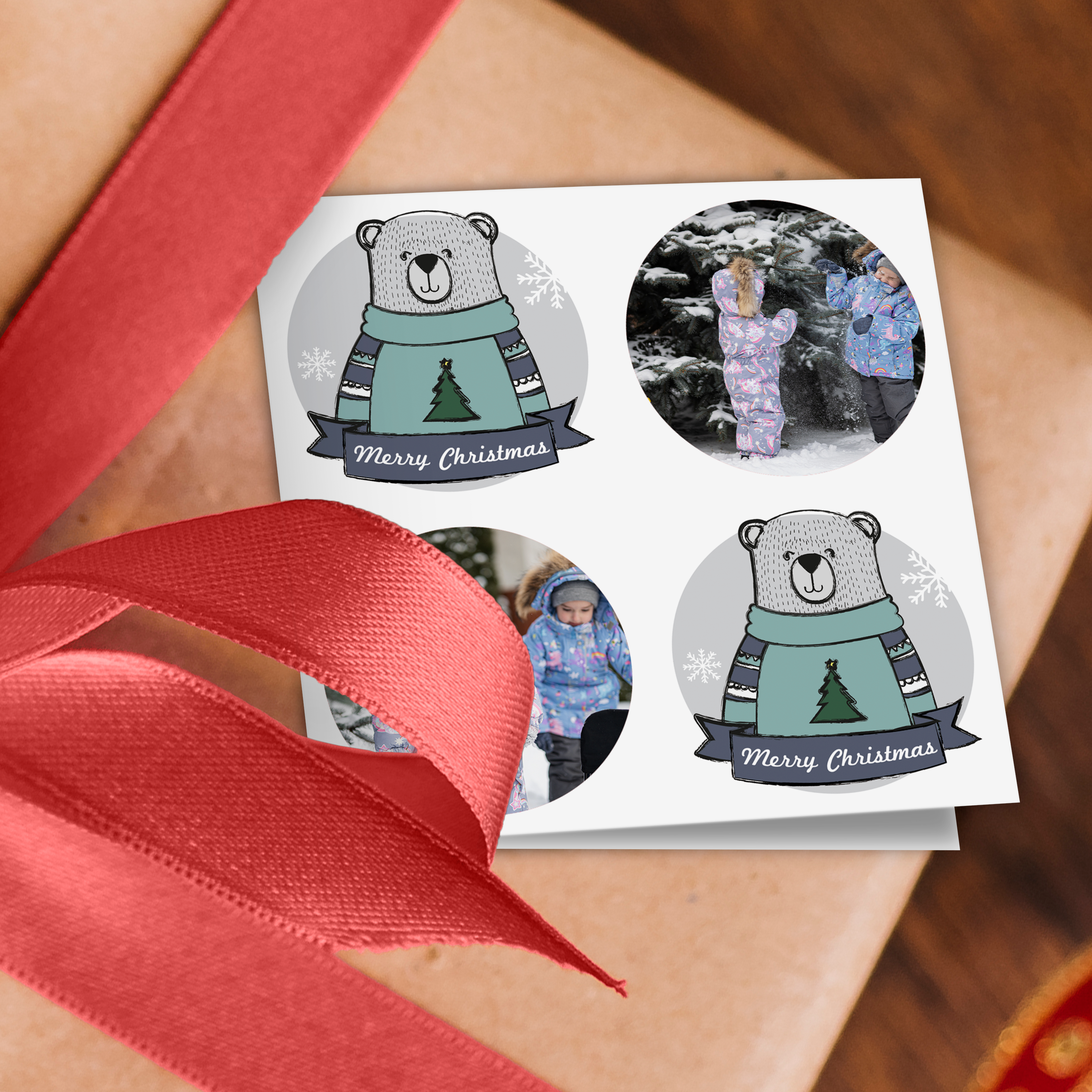 Christmas Bear Photo Wrapping Paper