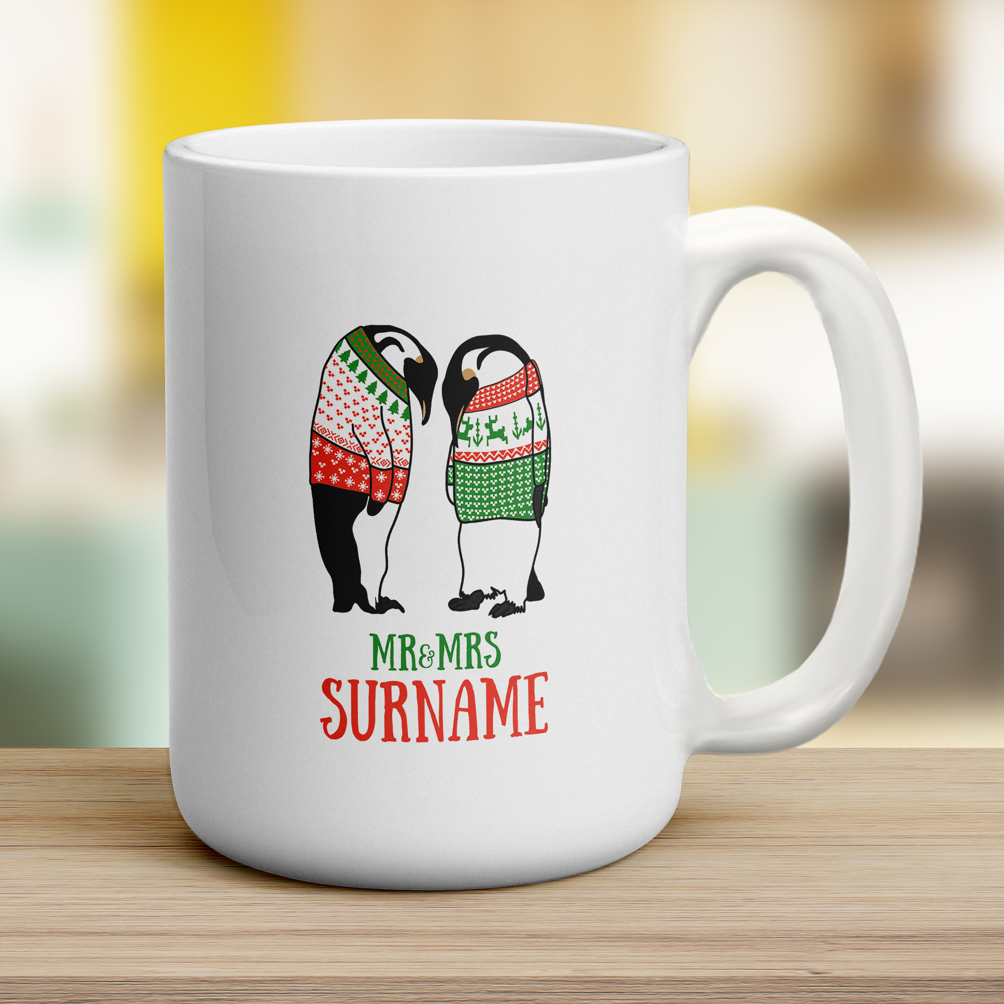 Mr & Mrs Penguin Photo Mug - Jumbo 440ml (15oz) / White