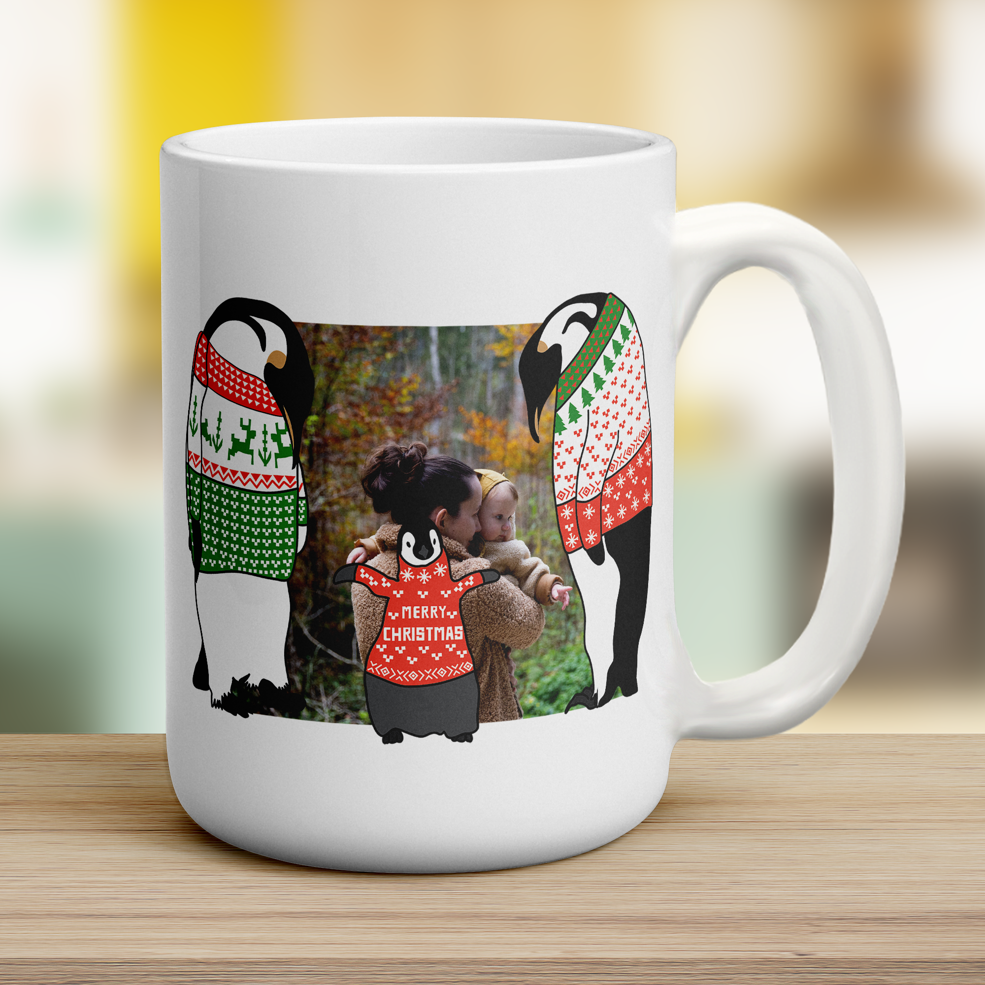 Family Penguin Photo Mug - Jumbo 440ml (15oz) / White