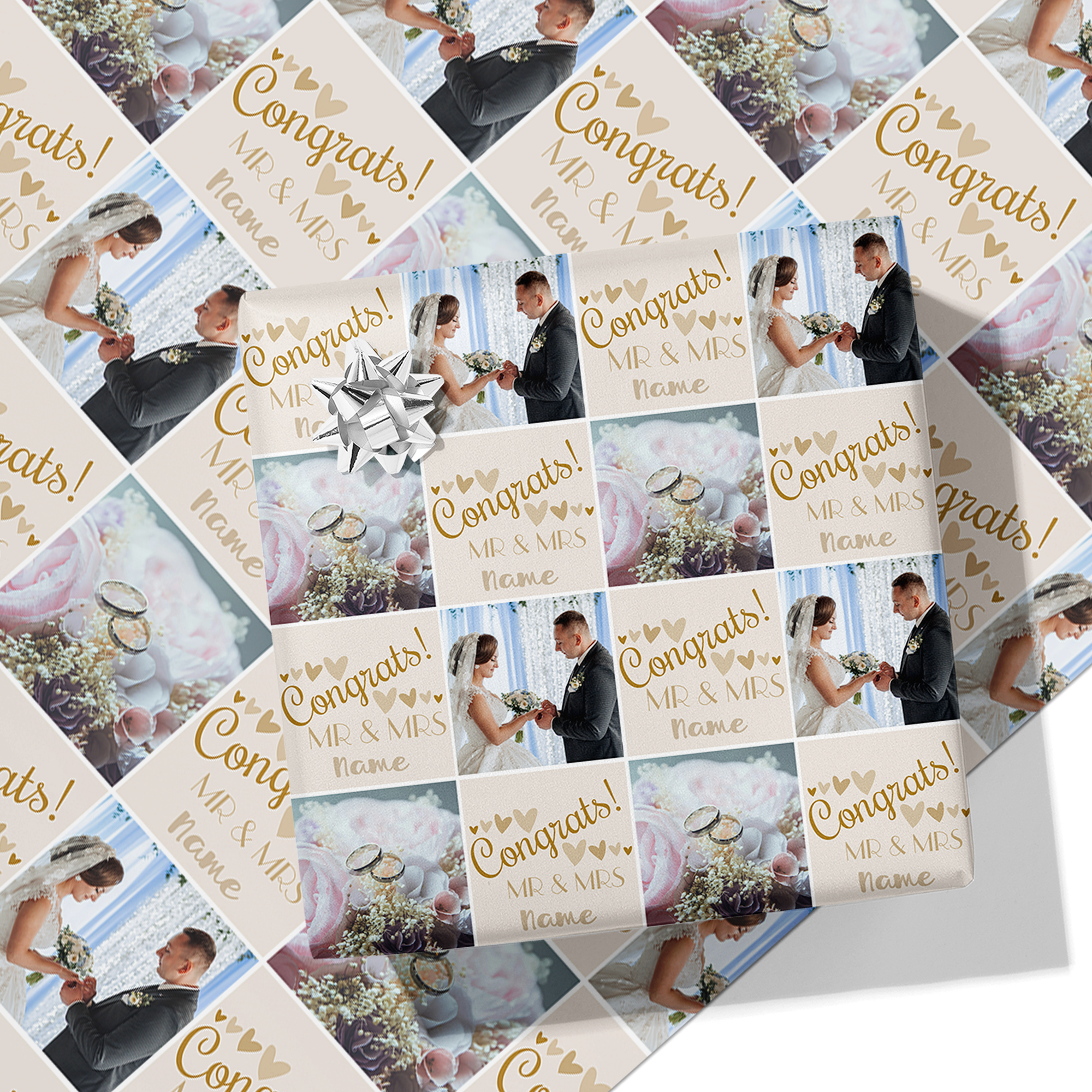 Congrats! Couple's Photo Wrapping Paper - Add Titles & Surname