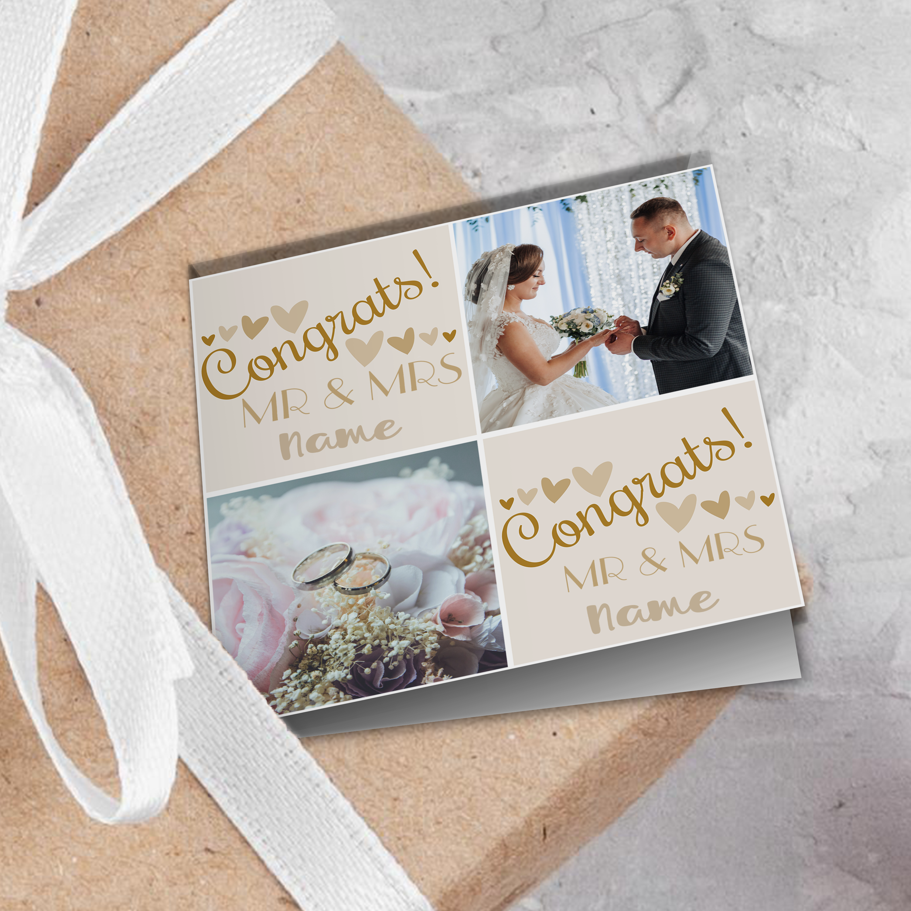 Congrats! Couple's Photo Wrapping Paper - Add Titles & Surname