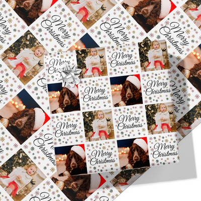 Snowflake Merry Christmas Photo Wrapping Paper