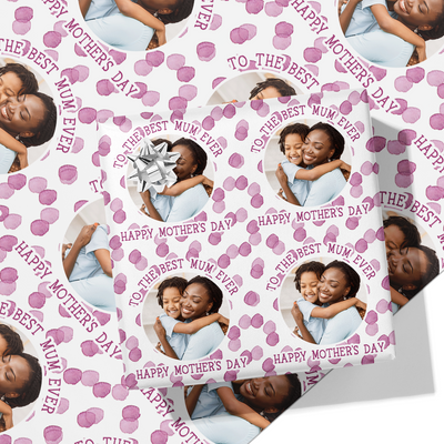Watercolour Polka Dot Mother's Day Photo Wrapping Paper