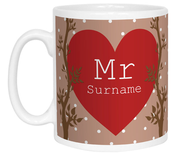 Mr Alpine Heart Name Mug
