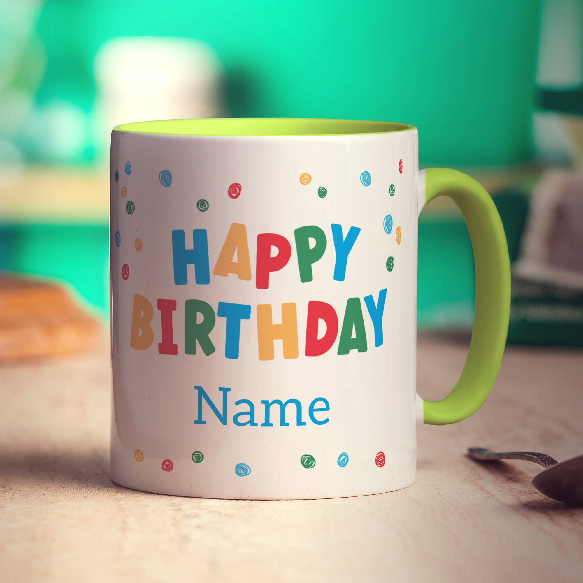 Colourful 'Happy Birthday' Photo & Name Mug