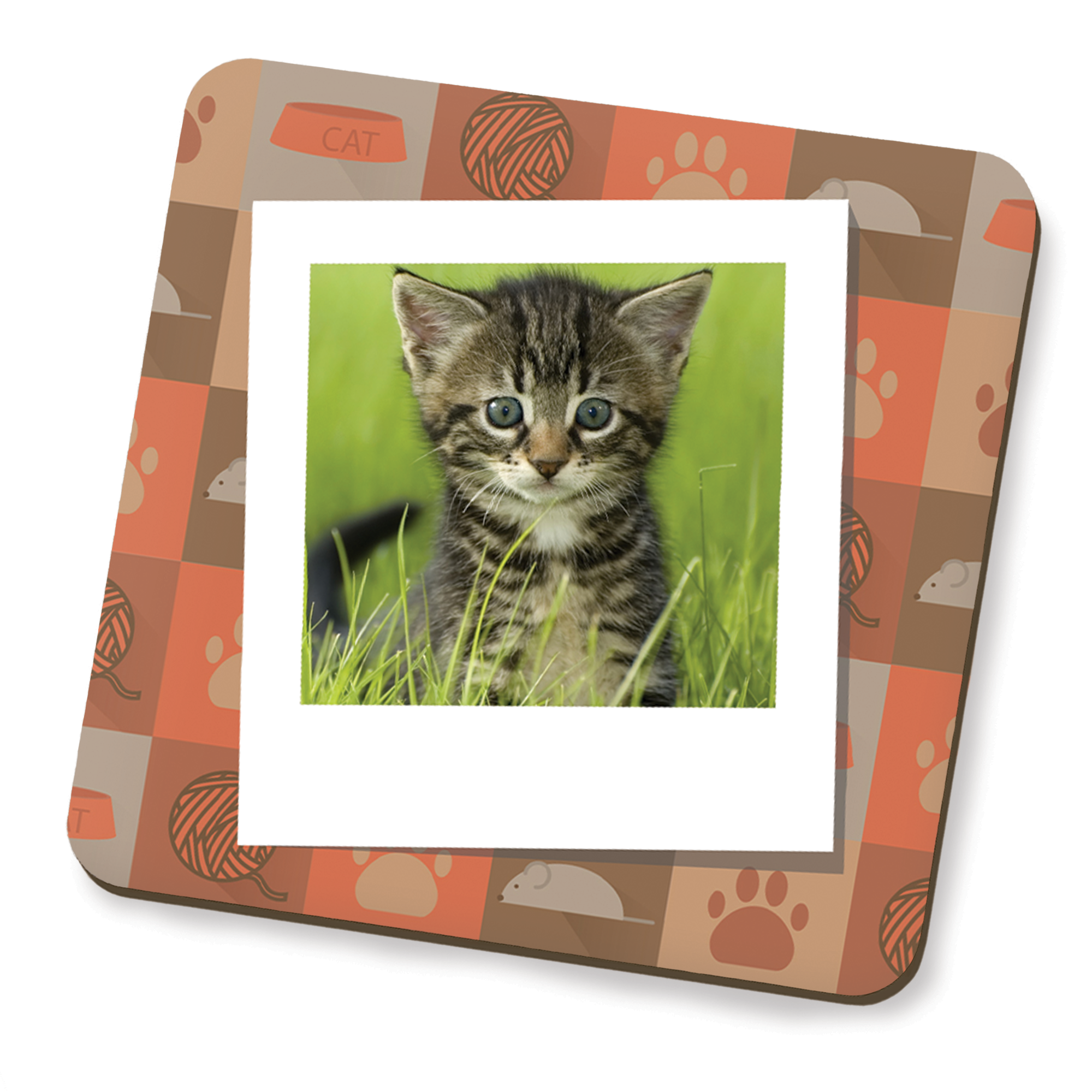Cat Pattern Polaroid Photo Coaster