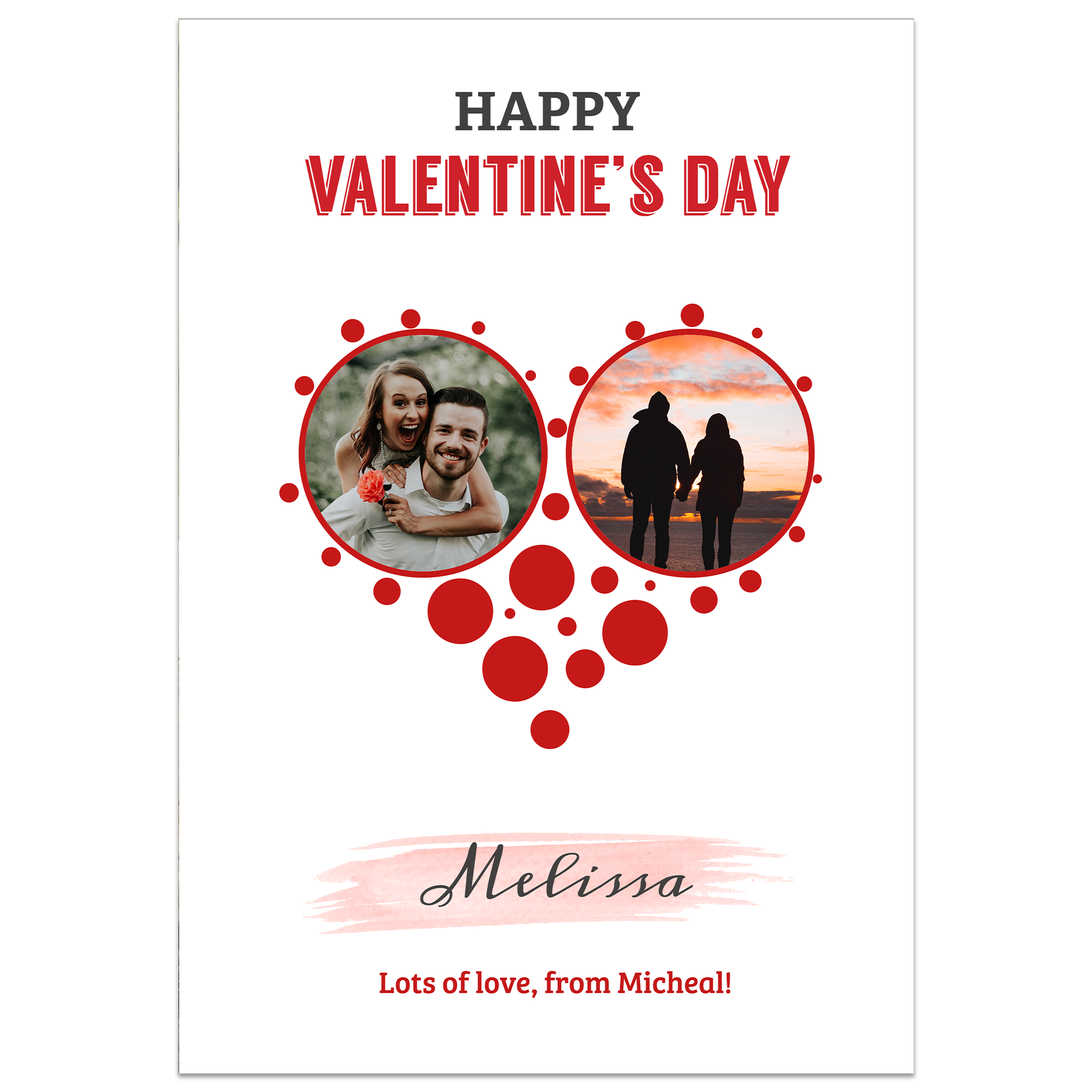 Bubble Heart Valentine's Personalised Photo Card