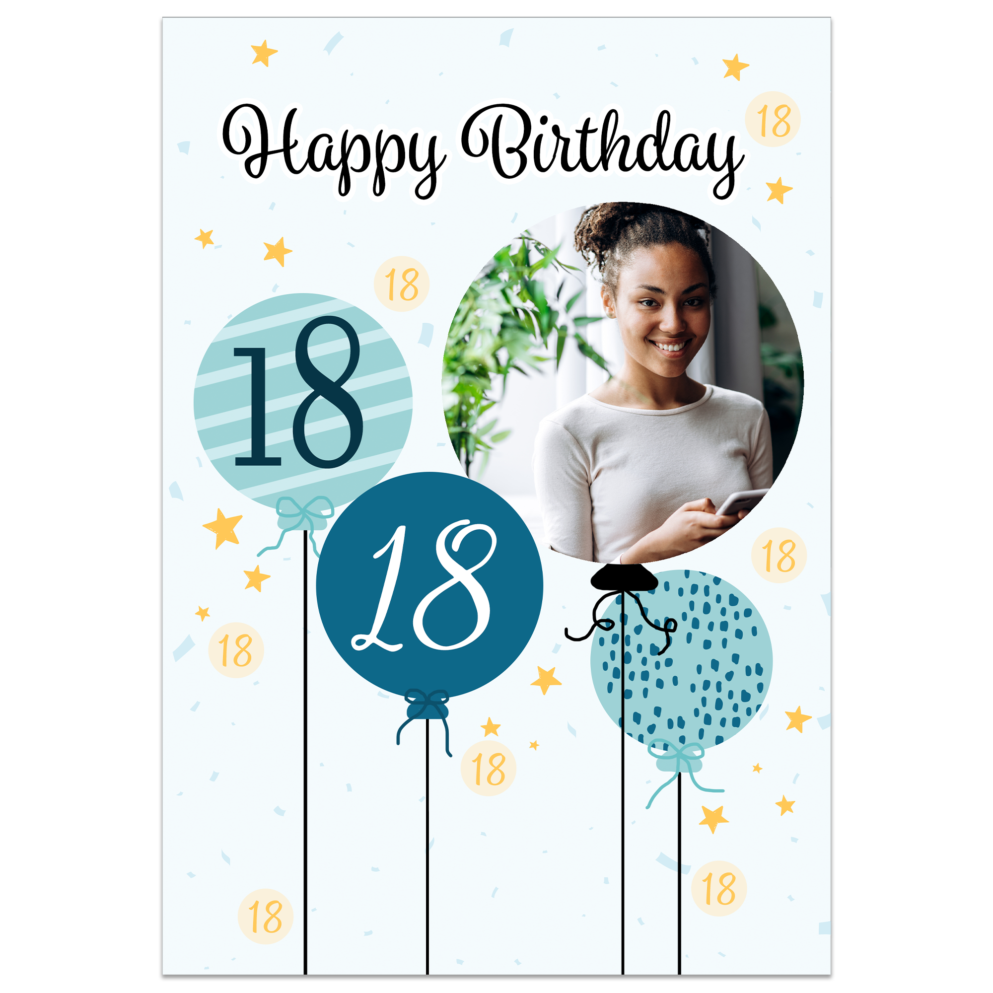 18th Birthday Balloon Photo Card