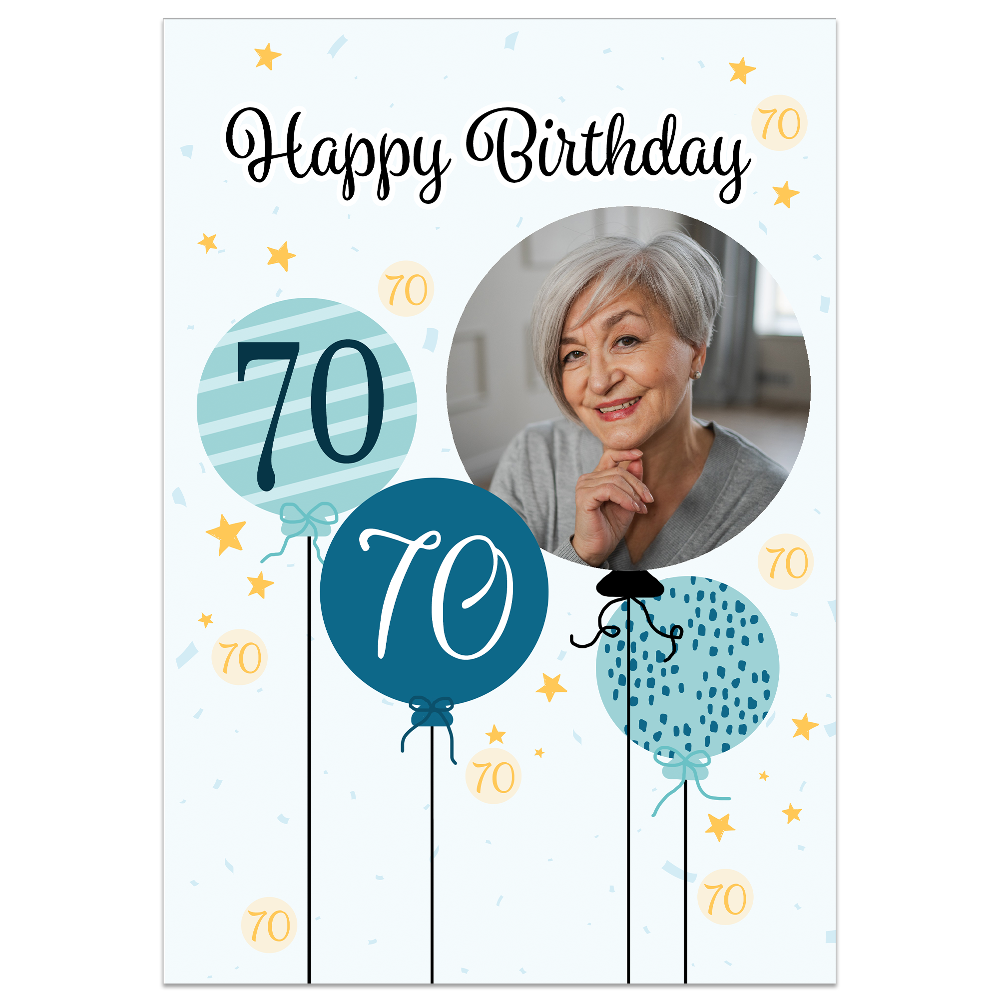 70th Birthday Balloon Photo Card