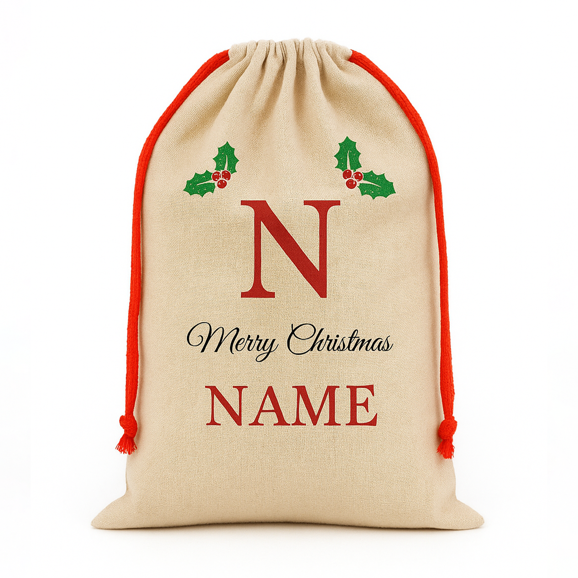 Personalised Christmas Sack - Initial & Name Design