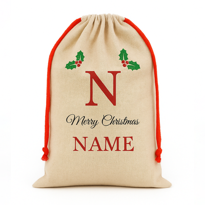 Personalised Christmas Sack - Initial & Name Design