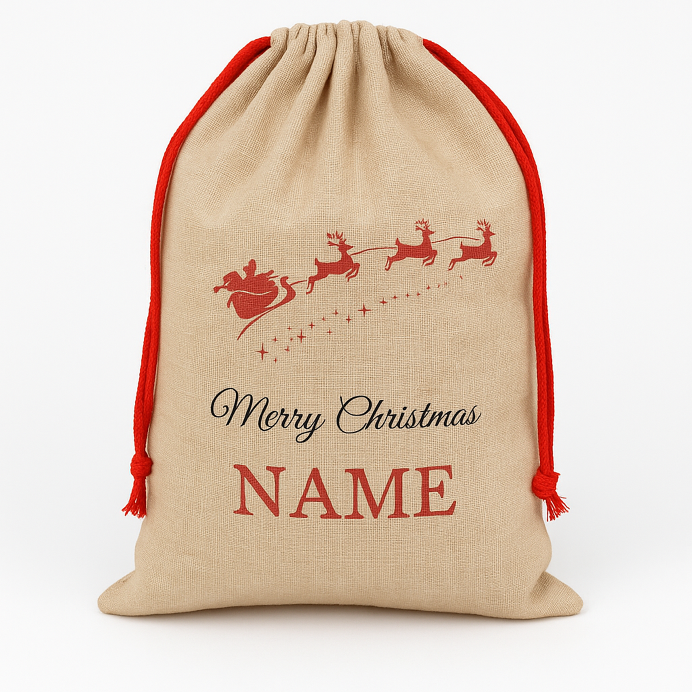 Personalised Christmas Sack / Stocking- Reindeer & Name Design