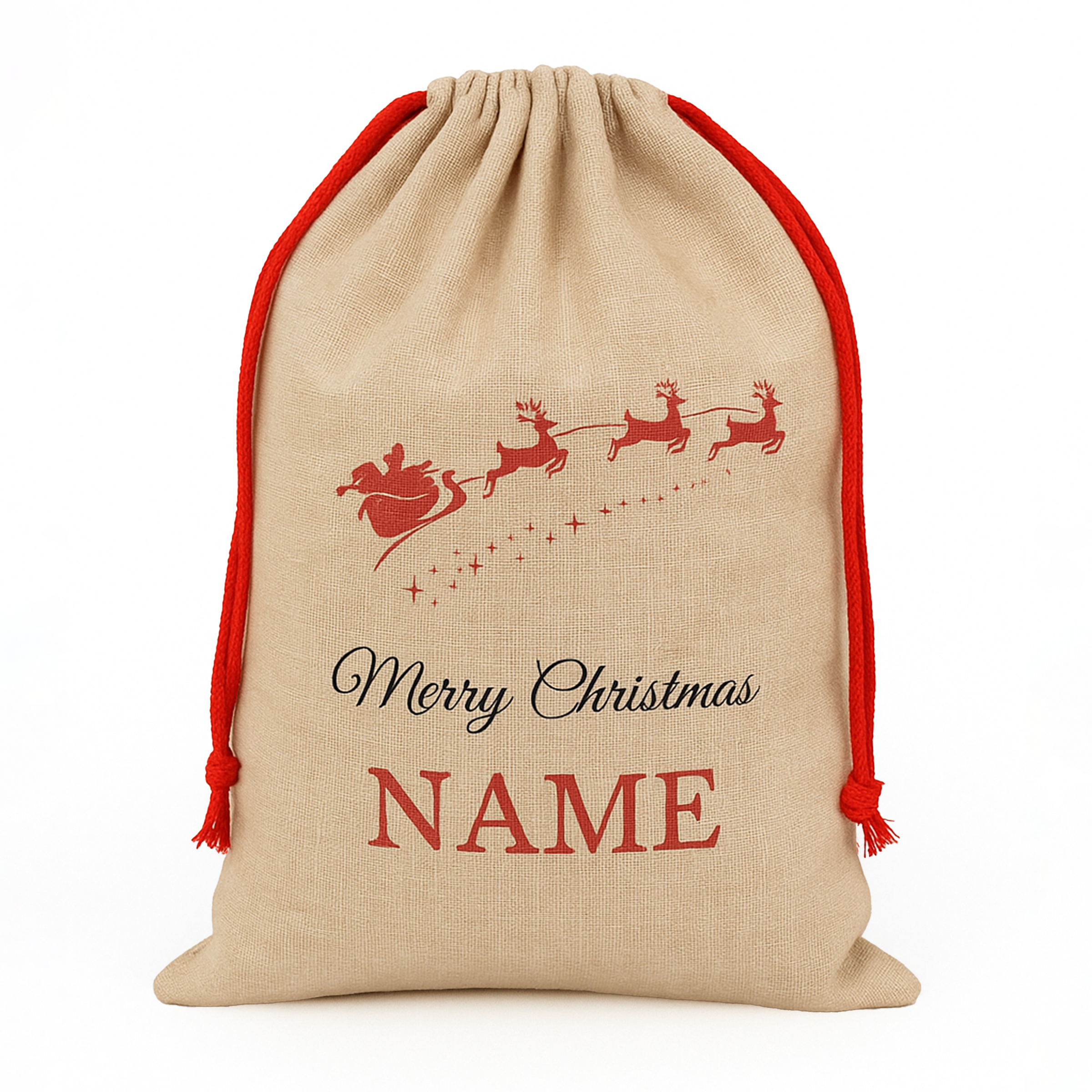 Personalised Christmas Sack - Reindeer & Name Design
