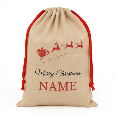Personalised Christmas Sack - Reindeer & Name Design
