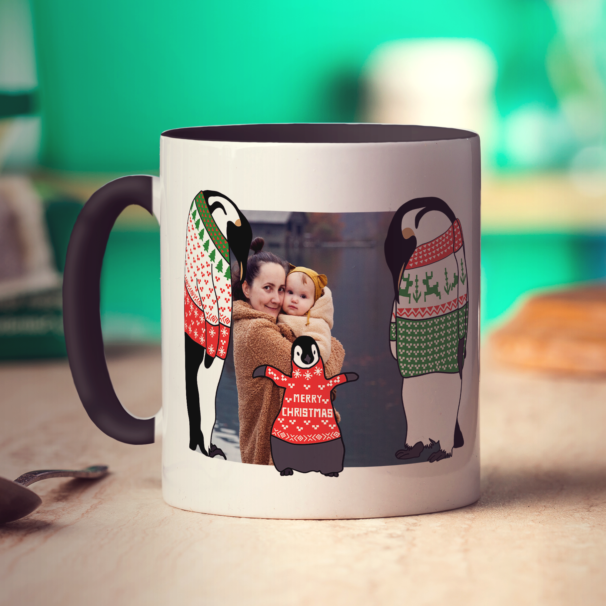 Family Penguin Photo Mug