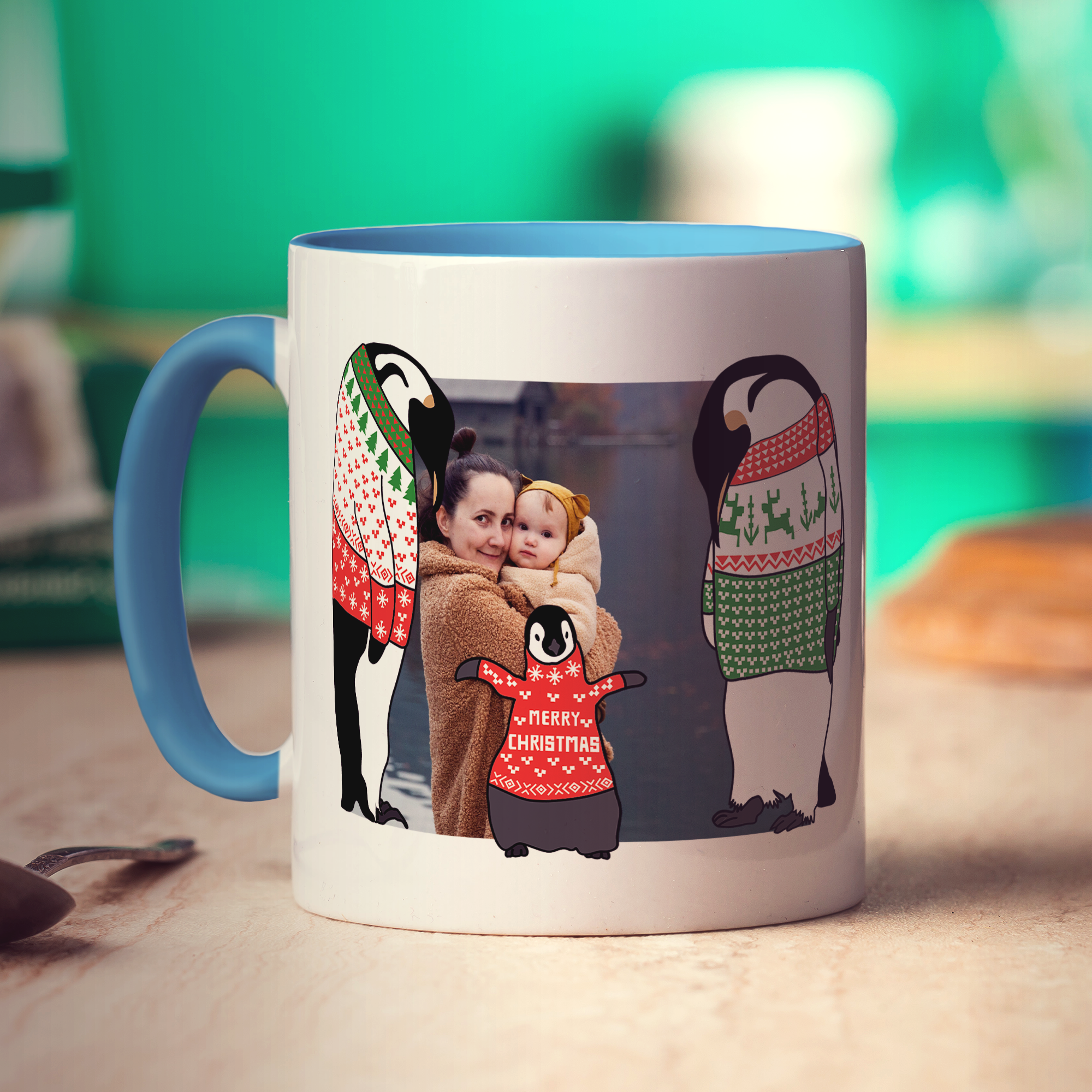 Family Penguin Photo Mug
