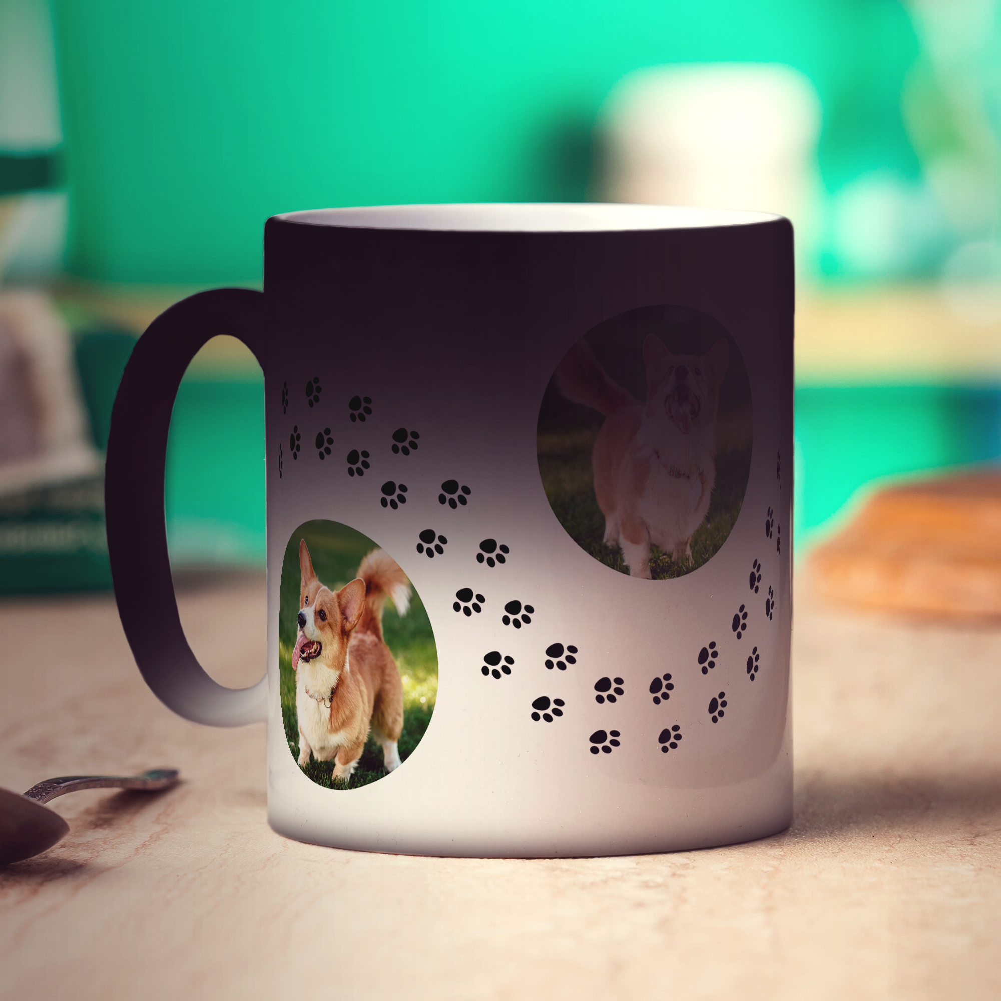 Magic Heat Sensitive 4 Circle Photo Paw Print Mug