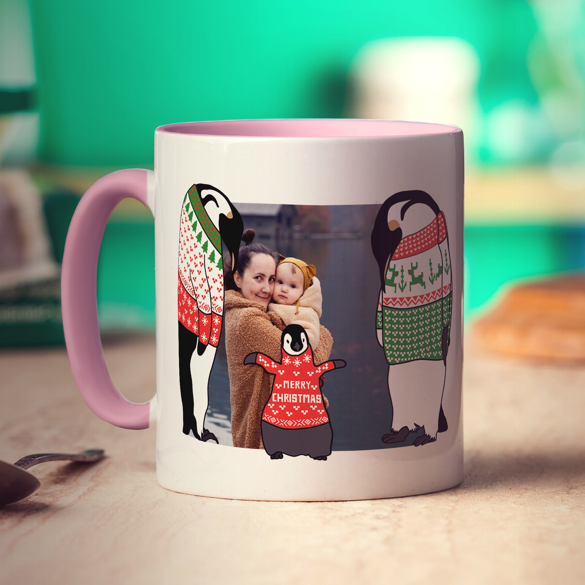 Family Penguin Photo Mug