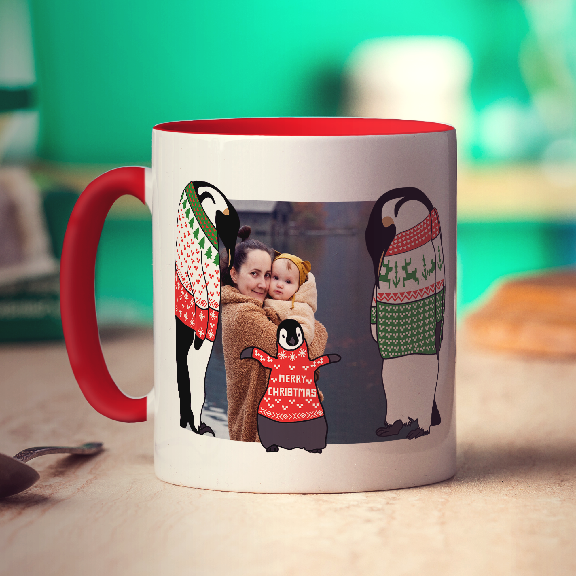 Family Penguin Photo Mug