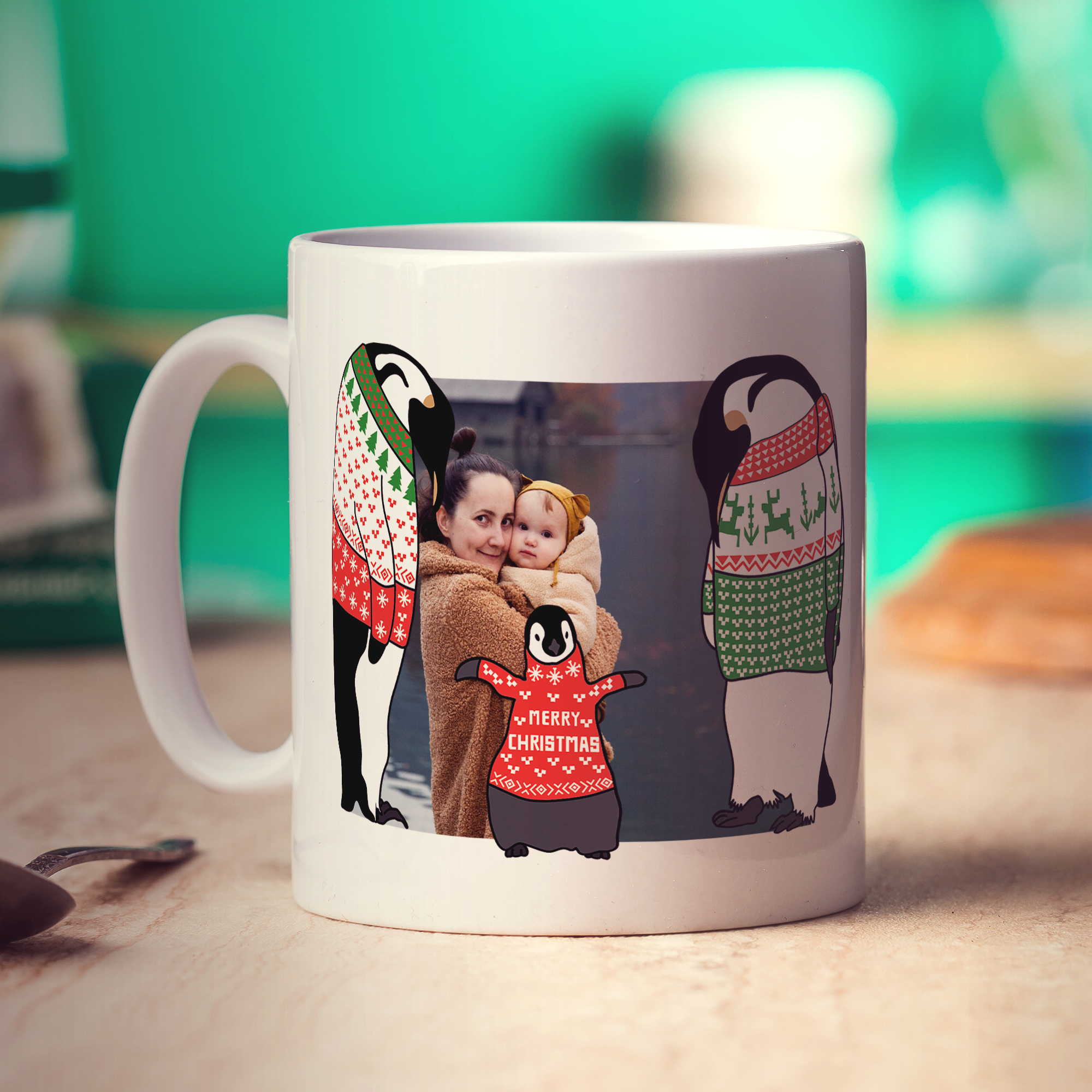 Family Penguin Photo Mug