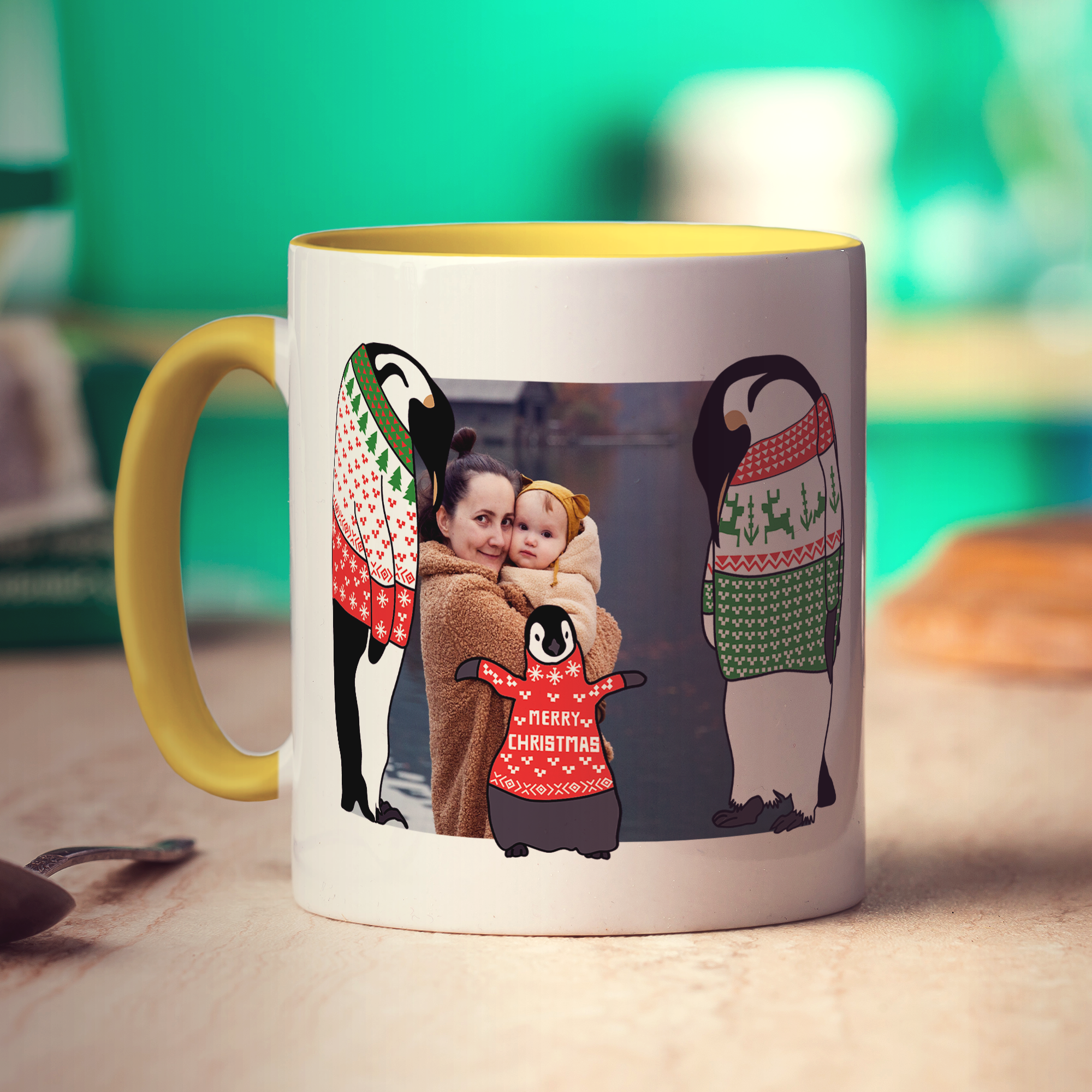 Family Penguin Photo Mug