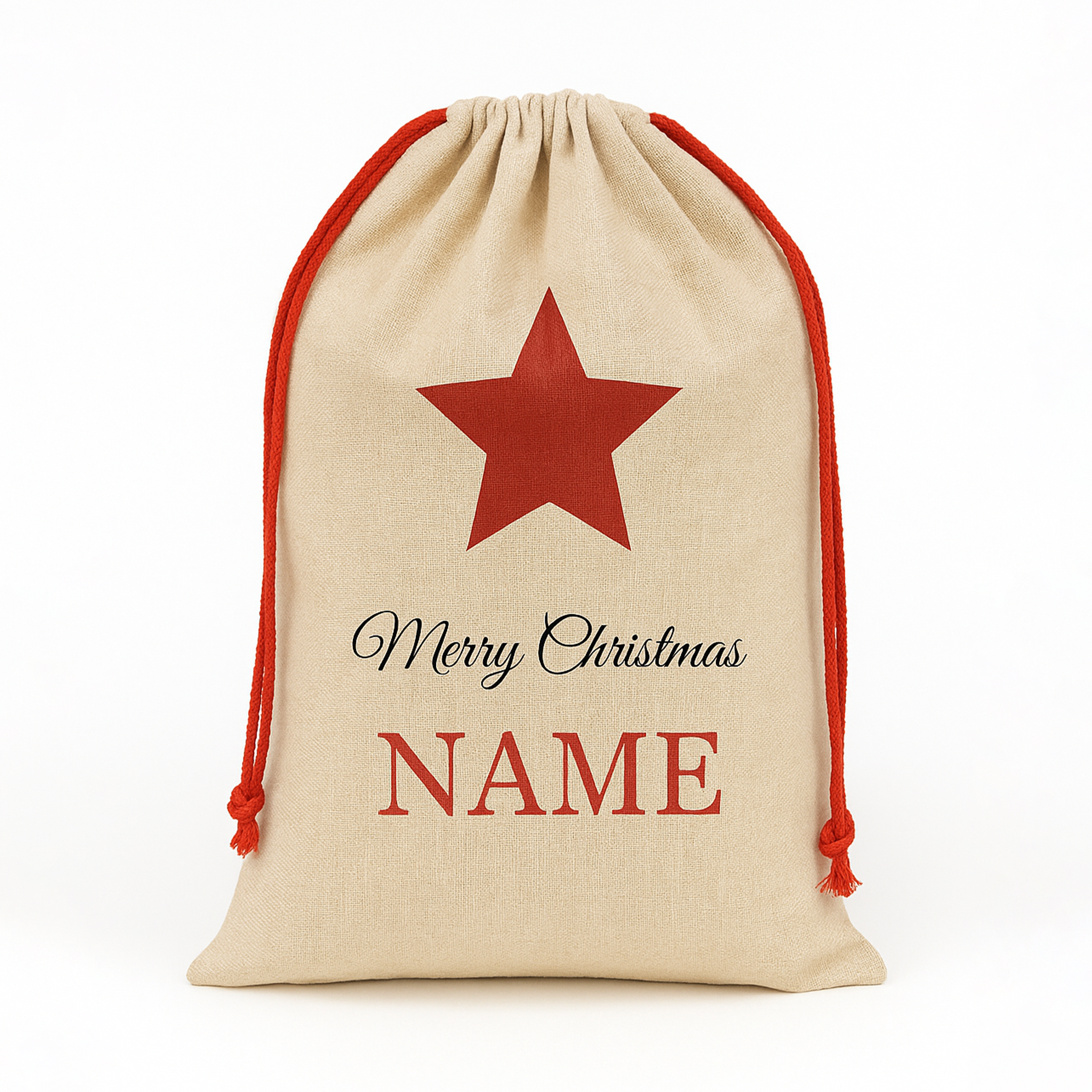 Personalised Christmas Sack - Star Motif & Name Design