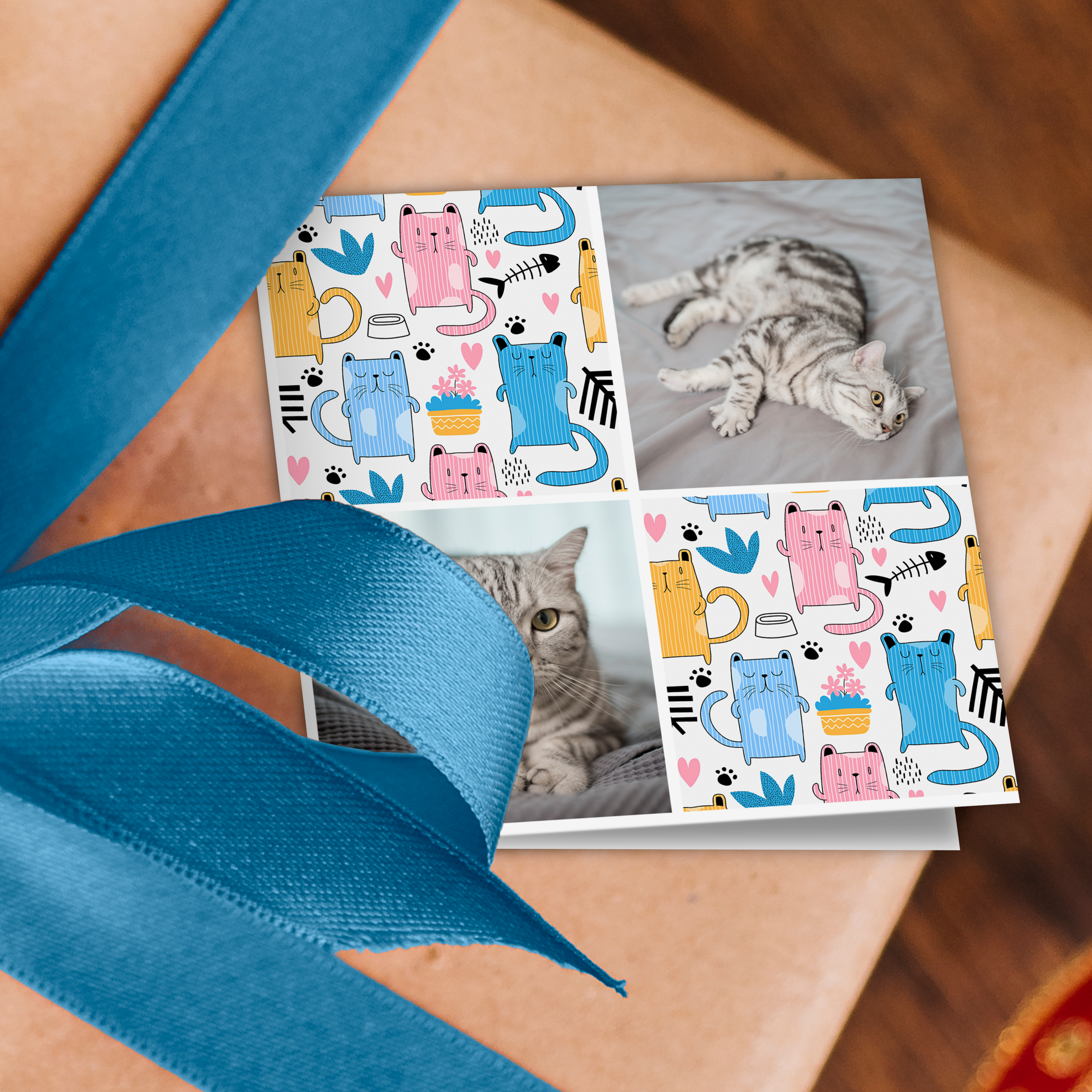 Cat Photo Grid Wrapping Paper