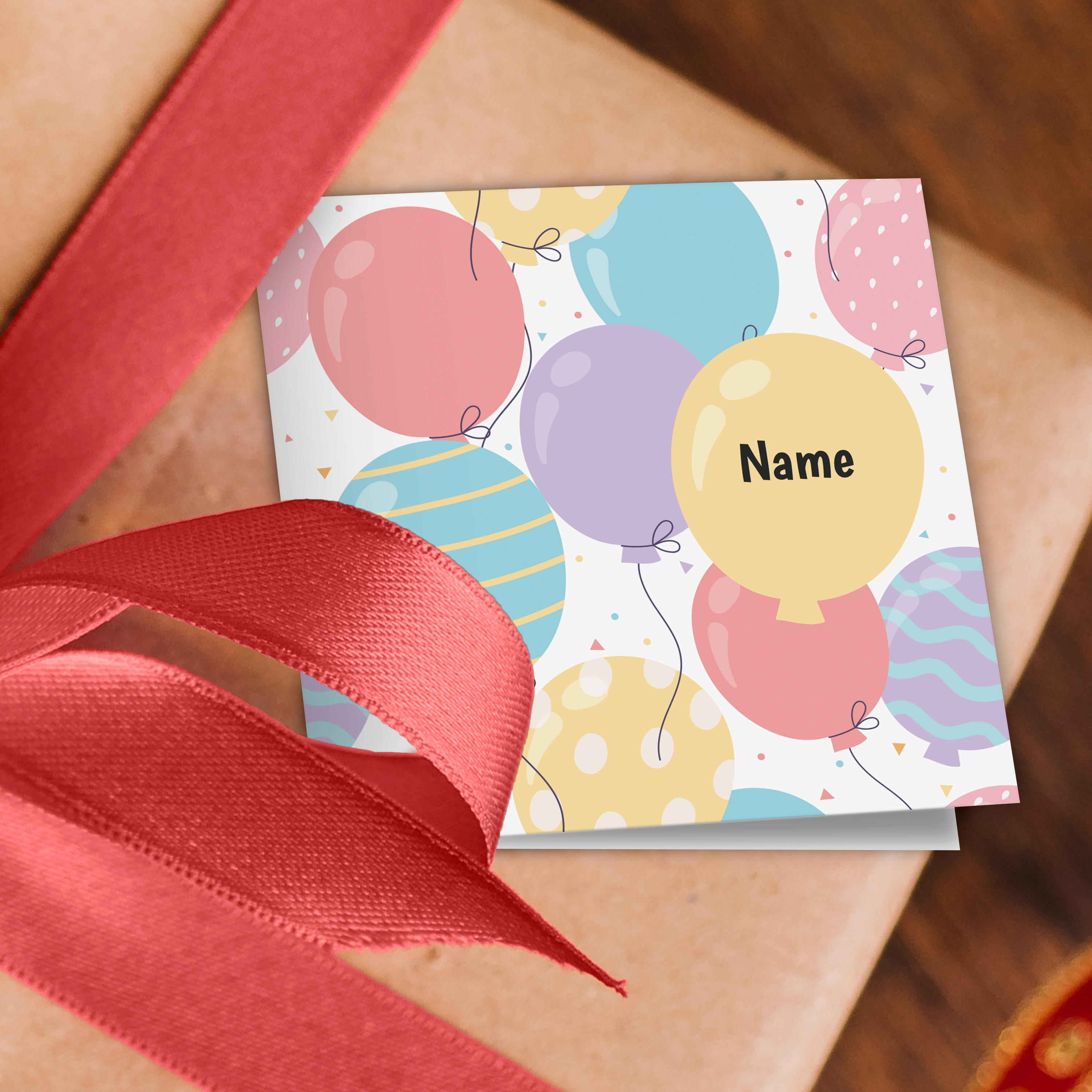 Birthday Balloons Name Wrapping Paper