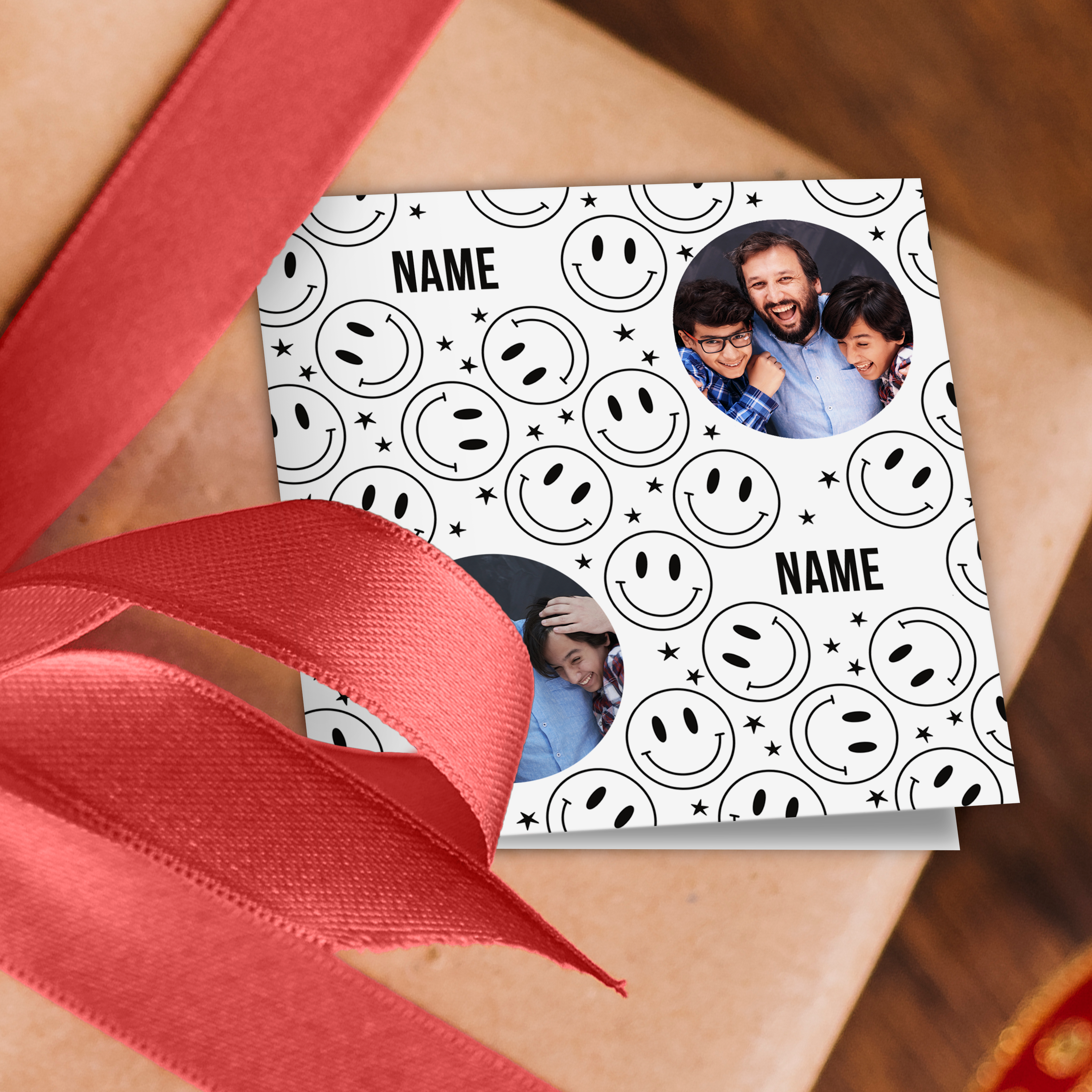 Smiley Face Name and Photo Wrapping Paper