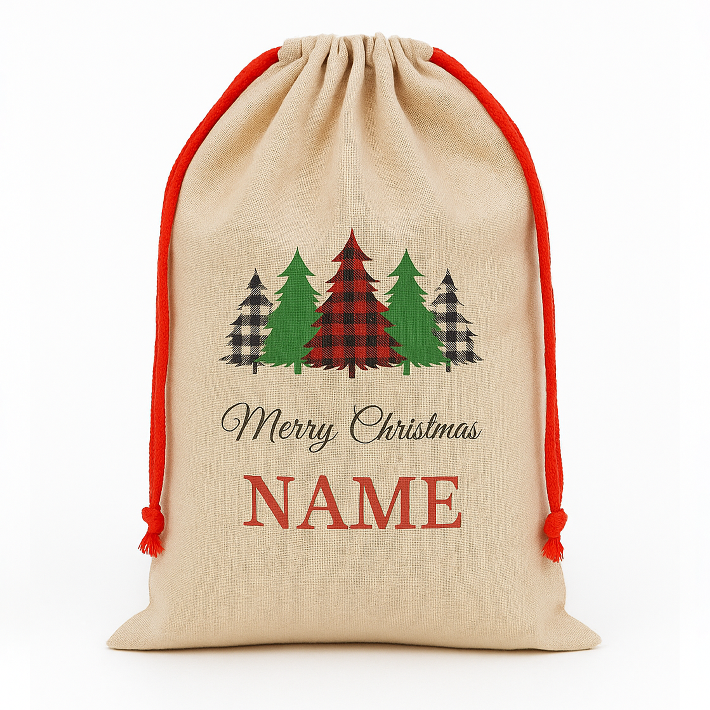 Personalised Christmas Sack - Trees & Name Design