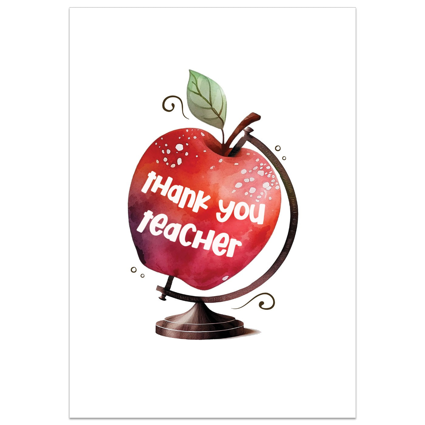 Apple Globe Thank You Teacher Card