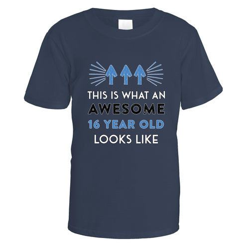 Awesome 16 Year Old T-Shirt (Blue Design) - Small / Navy