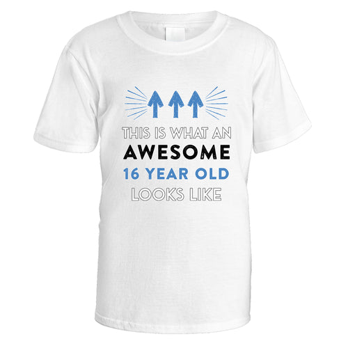 Awesome 16 Year Old T-Shirt (Blue Design) - Medium / White