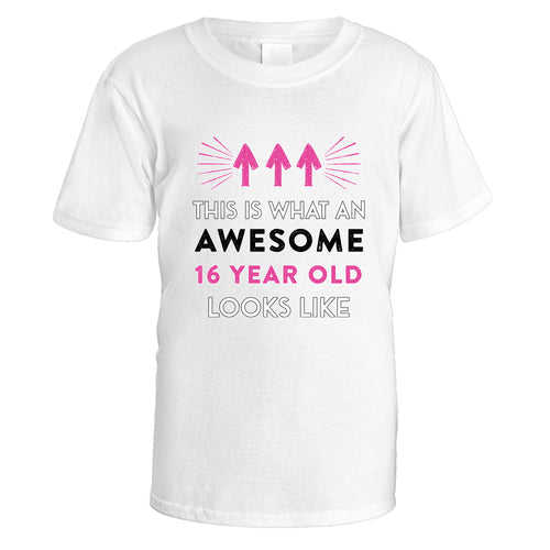 Awesome 16 Year Old T-Shirt (Pink Design) - Medium / White