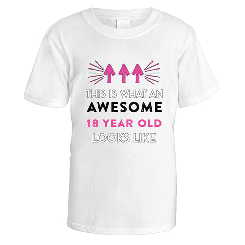 Awesome 18 Year Old T-Shirt (Pink Design) - Medium / White