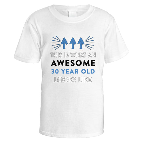 Awesome 30 Year Old T-Shirt (Blue Design) - Medium / White
