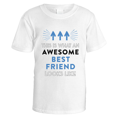 Awesome Best Friend T-Shirt (Blue Design) - Medium / White