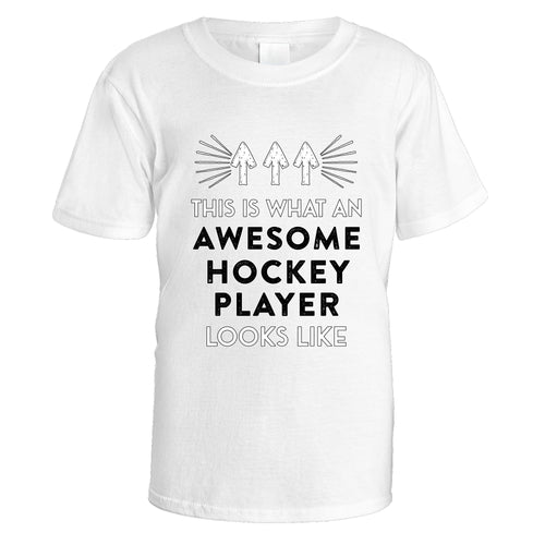 Awesome Hockey Player T-Shirt - Medium / White