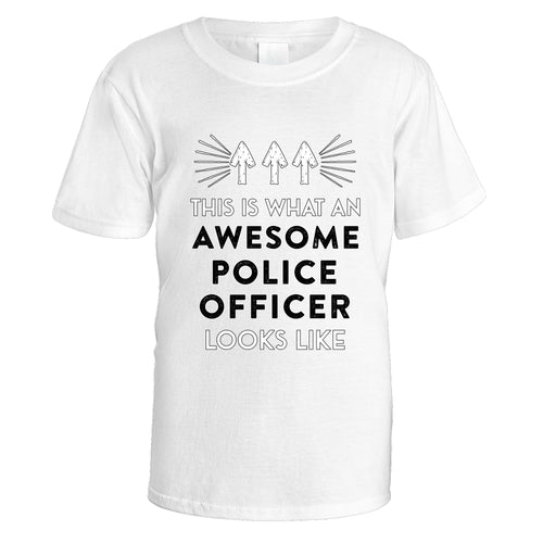 Awesome Police Officer T-Shirt - Small / White
