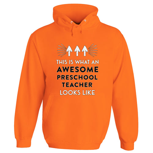 Awesome Preschool Teacher Hoodie - Orange Crush / Medium