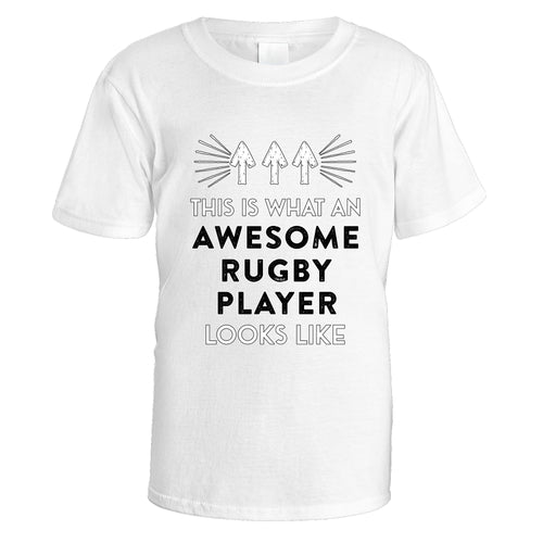 Awesome Rugby Player T-Shirt - Small / White