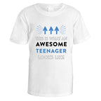 Awesome Teenager T-Shirt (Blue Design) - Small / White
