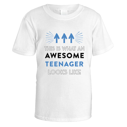Awesome Teenager T-Shirt (Blue Design) - Small / White