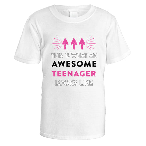 Awesome Teenager T-Shirt (Pink Design) - Small / White